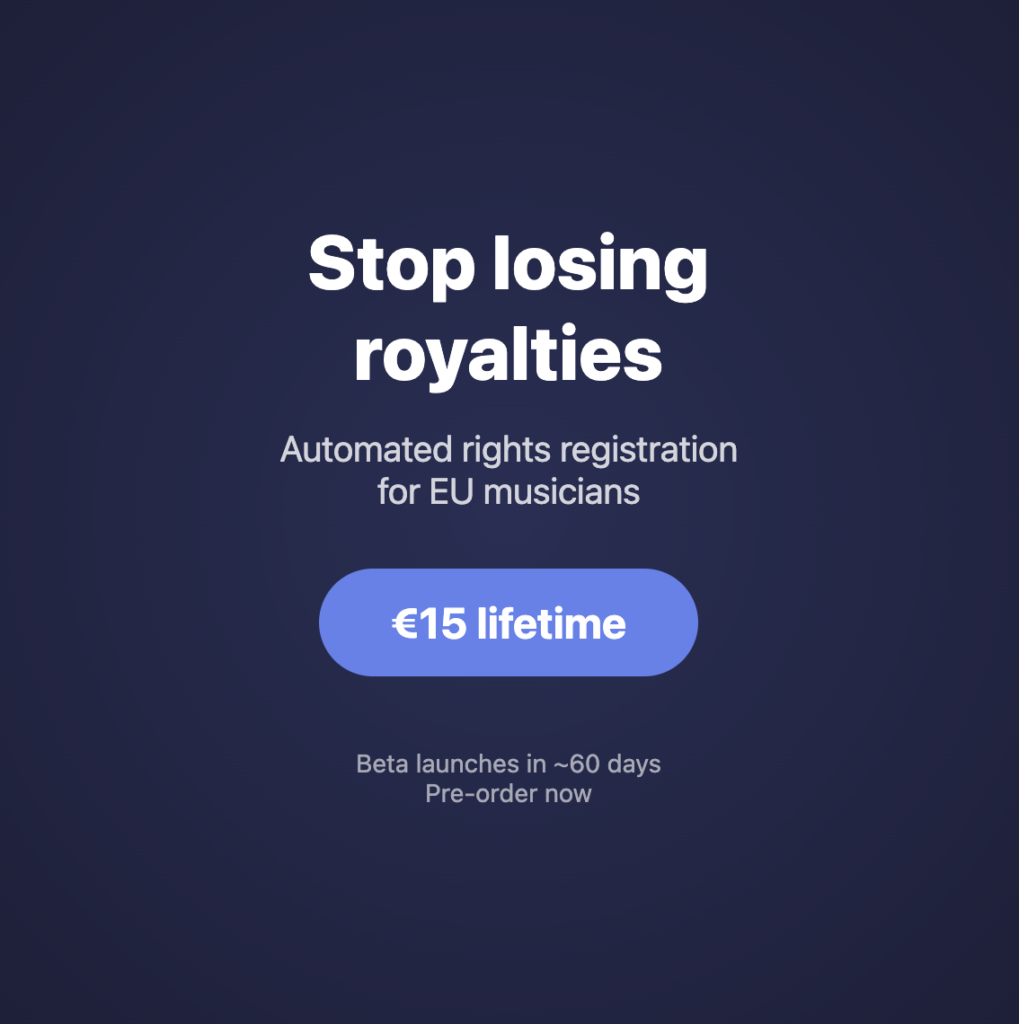 Music Rights Agent - Beta Access for EU Musicians | Lifetime Deal